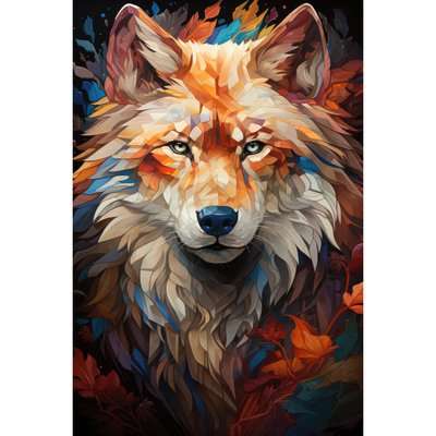 Tableau Mural Encadré Loup Mosaïque Coloré ANIMAUX CEANOTHE