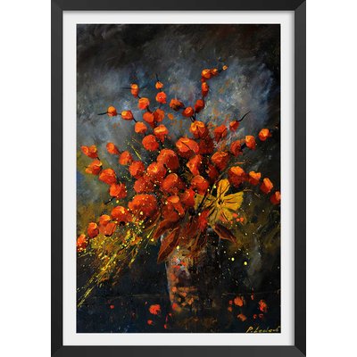 Affiche vase fleurs orange HEXOA