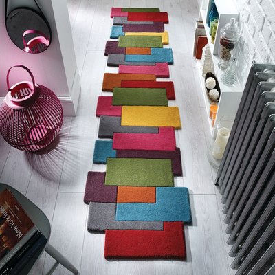 Tapis de couloir graphique en laine COLLAGE FLAIR RUGS