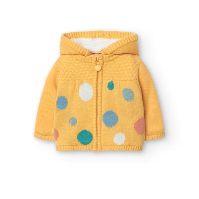 Veste tricotée à capuche et imprimé pois BOBOLI