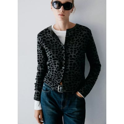 Cardigan imprimé animal boutons MANGO