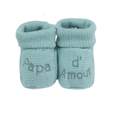 Chaussons naissance - message Papa d'Amour TROIS KILOS SEPT