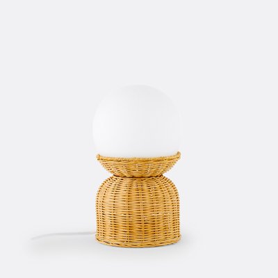 Lampe à poser rotin et verre opaline, Proviny LA REDOUTE INTERIEURS