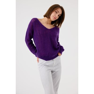 Pull avec tricot ajouré et col V STACEY ARTLOVE
