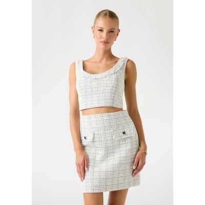 Crop Top Sans Manches Tweed GUESS