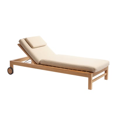 Bain de soleil inclinable en teck massif avec coussins beige chiné  PALOMBAGGIA BERAH GETAH