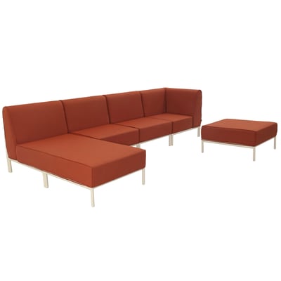 Salon de jardin modulable 5 places avec 2 chauffeuses, 1 fauteuil d'angle, 1 méridienne et 1 pouf, PATIO OVIALA