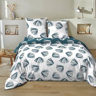 Parure housse de couette coton imprimés, cocki blanc C DESIGN HOME TEXTILE