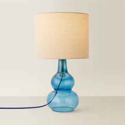 Bubble Glass Table Lamp with Linen Shade SO'HOME