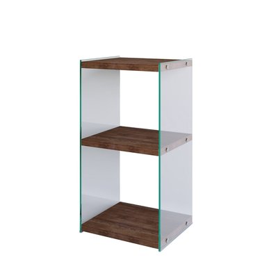 Bibliothèque 2 Étagères En Verre Et Bois De Pin TOILINUX