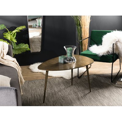 Table basse moderne forme goutte métal doré 85x56cm ZALA PIER IMPORT