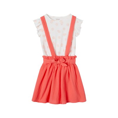 Ensemble t-shirt àvolants + jupe en gaze de coton VERTBAUDET