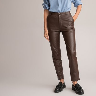 Leather Straight Trousers, Length 26.5" LA REDOUTE COLLECTIONS