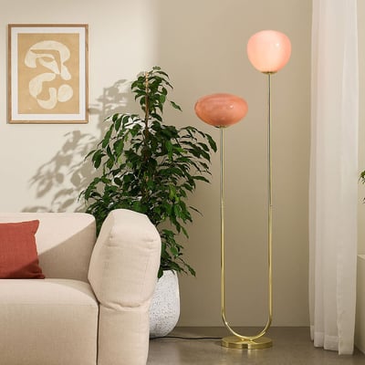 MADE.COM Adrianne 2-Light Glass Dome Floor Lamp MADE
