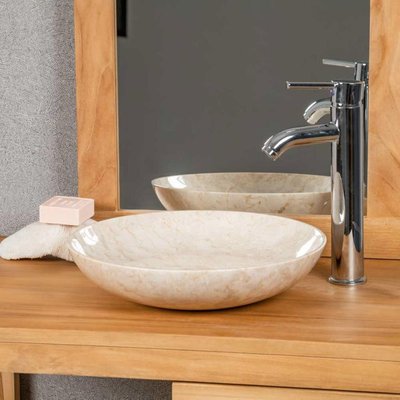 Vasque à poser en marbre ronde 35 cm LYSOM WANDA COLLECTION