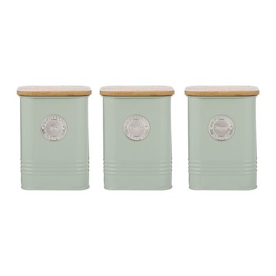 Set of 3 Living Squircle Tea Coffee Sugar Canisters in Mint TYPHOON