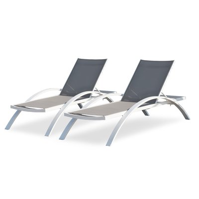 Lot de 2 bains de soleil textilène BARCELONA DCB GARDEN