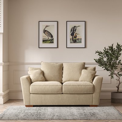 Florence Scatterback Soft Brushed 2 Seater Sofa with Dark Brown Wood Legs SO'HOME