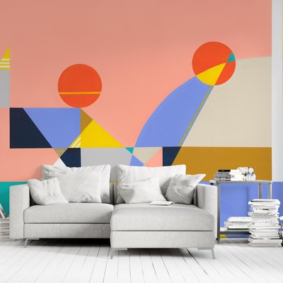 Papier peint panoramique et contemporain avec ligne géométriques abstraites - 340x260 cm (l x h) LA TOUCHE ORIGINALE