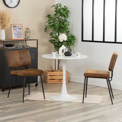 Ensemble table à manger ronde avec 2 chaises, CLIFTWHITESET MEUBLES COSY