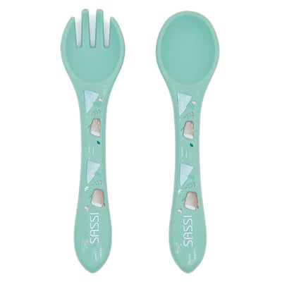 Set fourchette et cuillère en silicone ANIMAUX SASSI