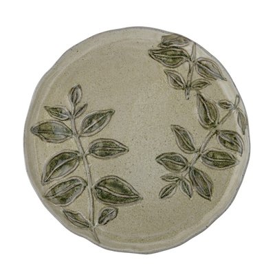 Assiette artisanale grès naturel feuilles  Jasper BLOOMINGVILLE