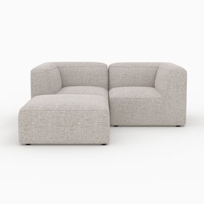 Canapé modulable en tissu avec pouf - HESTIA MAISON PAVANE