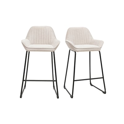 Tabourets de bar en tissu effet velours texturé terre brûlée et métal noir H68 cm (lot de 2) RONNIE MILIBOO