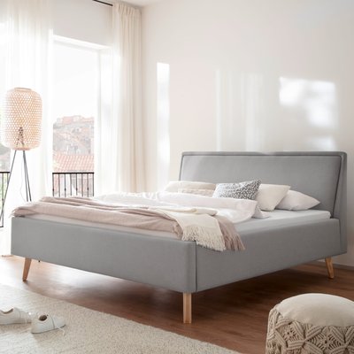 Lit rembourré en tissu avec tête de lit lisse TERRE DE NUIT