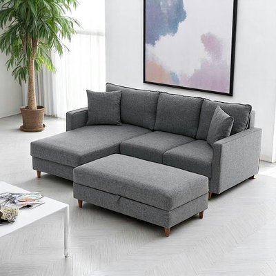 Canapé d'angle convertible gris - côté gauche COMO PIER IMPORT
