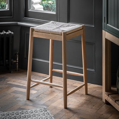 Ende Solid Oak & Woven Rope Stool SO'HOME