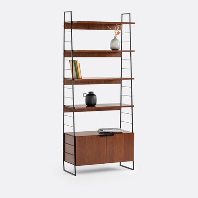 Bibliothèque vintage, en plaqué noyer et métal acier, hauteur 190 cm, WATFORD LA REDOUTE INTERIEURS