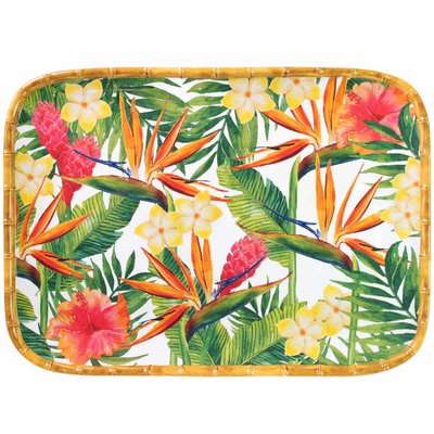 Plateau rectangulaire Fleurs Exotiques 45 cm LES JARDINS DE LA COMTESSE