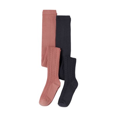 Lot de 2 collants en maille torsadée fantaisie VERTBAUDET