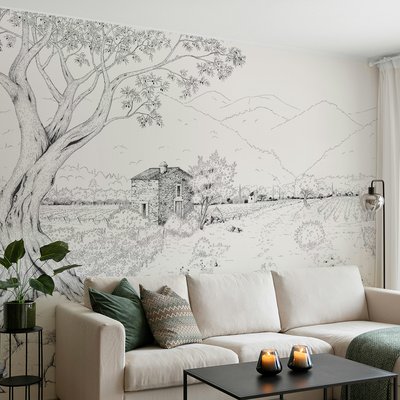 Papier peint Promenade dans les vignes, Vert 375 x 250cm ACTE DECO