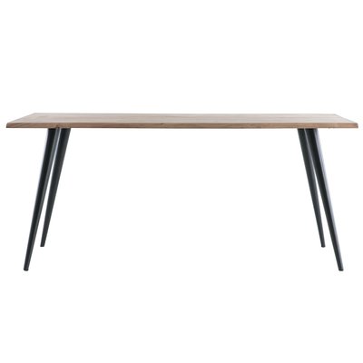 Table à manger rectangulaire industrielle en bois massif et métal noir L175 cm EDGE MILIBOO