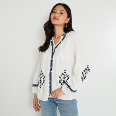 Blouse col V brodée GRAIN DE MALICE