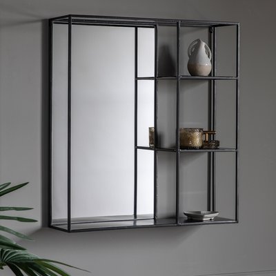 65cm Black Mirror with Shelf SO'HOME