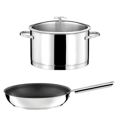 1 faitout inox 24cm avec couvercle et 1 poêle 28 cm revêtement céramique - ELYSÉE CUISINOX