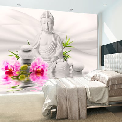 Papier peint intissé panoramique Orient Bouddha et orchidées EDEN