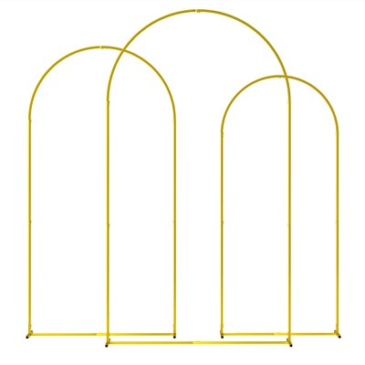 Lot de 3 arches décoratives de mariage - arches de ballon - acier doré OUTSUNNY