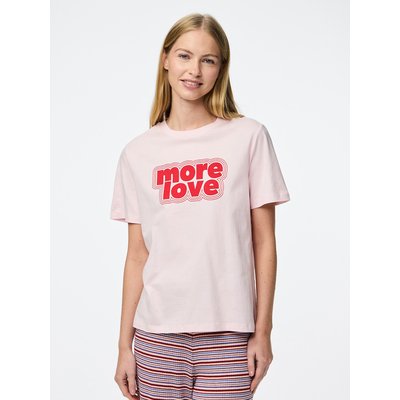 T-shirt de mangas curtas com motivo, gola redonda PIECES