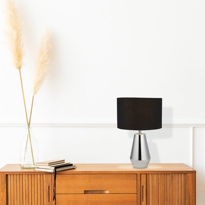 Pair of Chrome Touch Table Lamps with Black Shade SO'HOME