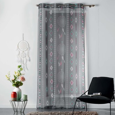 Rideau Voilage Indila Anthracite/Menthe DOUCEUR D'INTÉRIEUR