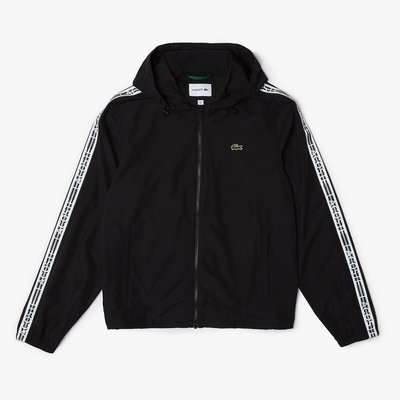 Jasje met ritssluiting en kap, stroken met logo LACOSTE