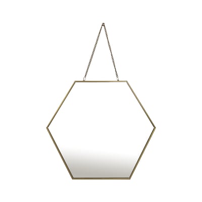Miroir hexagonal avec chaînette en métal 30x26cm EMDE