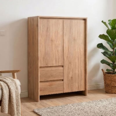 Armoire bois 2 portes et 2 tiroirs TERRE DE NUIT