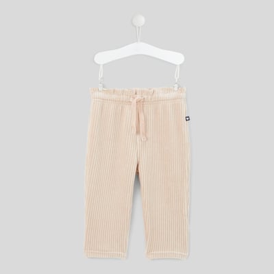 Pantalon taille élastique en velours maille uni contenant du coton BOUT'CHOU