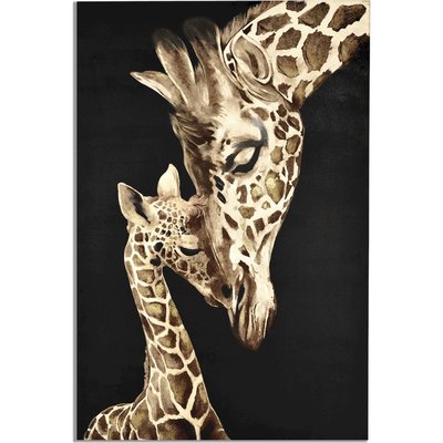 Toile décorative girafes effet huile tons dorés et naturels RECOLLECTION