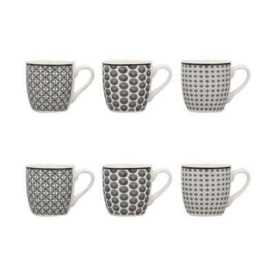 Lot de 6 tasses en porcelaine 18cl, GRAPHIK NOVASTYL